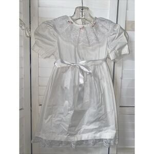 Vintage Allison Ann White Dress Girls Size 5 Prairie Country Christening USA